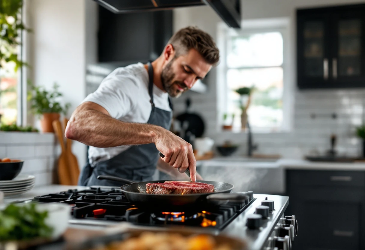 Searing a ribeye on the carbon steel pan